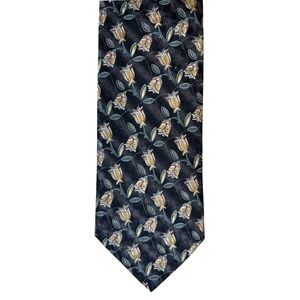 Ermenegildo Zegna 100% Silk 3.75" Floral Tie Yellow Gray Black Made in Italy New